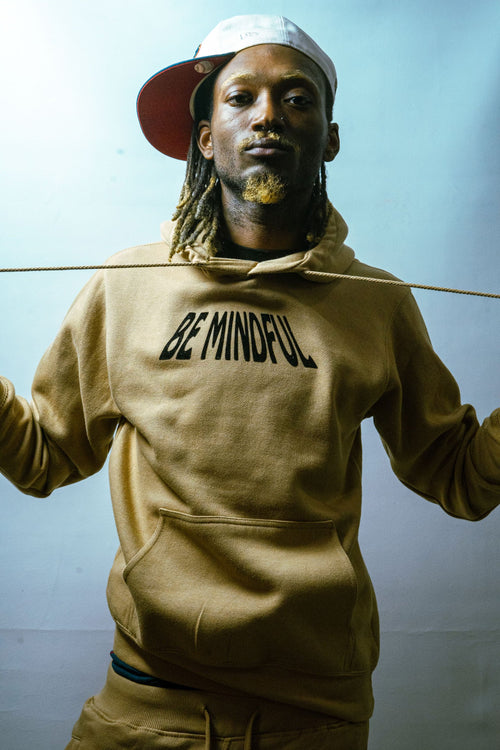 $20 Be Mindful Hoodie – Tan